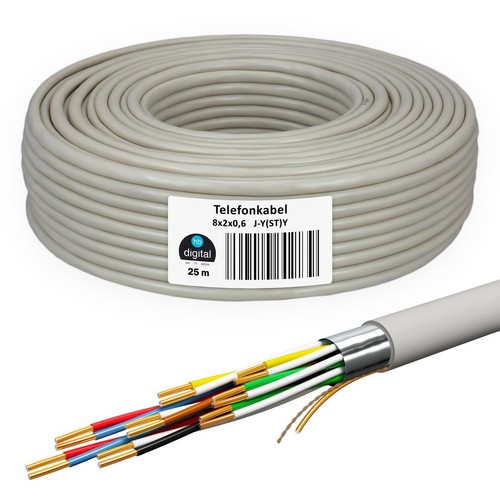 Telefonkabel 25m x 0 - x, 0,6