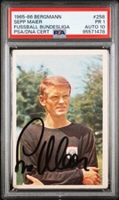 1965 Bergmann Bundesliga 258 Josef Sepp Maier Rookie RC PSA 1 Auto 10 Pop 4
