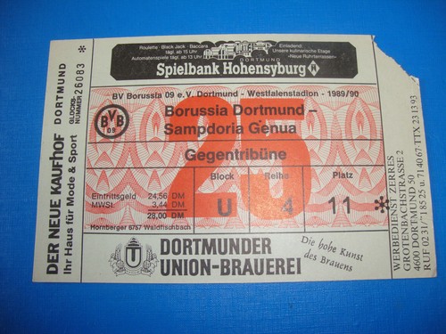 Ticket bvb dortmund - 89/90,