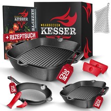KESSER® Gusseisenpfanne Bratpfanne aus Gusseisen für Herd Backofen Grill Pfanne