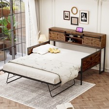 Tagesbett Sofabett ausziehbares Bettrahmen Eisen Bettsofa Gastebett mit Stauraum