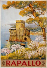 TV70 Vintage 1920er A4 Rapallo Genua Italien italienisches Reiseposter Nachdruck 