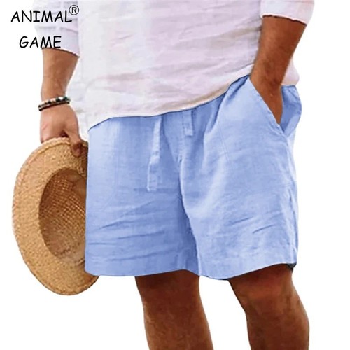 Herren baumwolle leinen shorts - leinen,