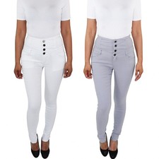 Damen 4 Knopf Skinny Jeans