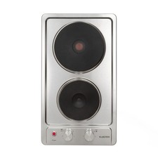 Elektrokochfeld 2 Platten 6 Leistungsstufen 3000 Watt Edelstahl 49x27 cm Silber