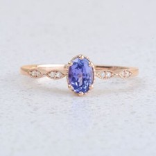 14k Rosegold Natürlich Blau