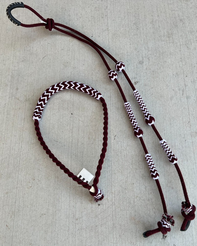 Burgundy charro horse reins - horse,