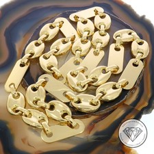 Wert 33.600,- Massive Plattenbohnen Kette endlos 750 / 18 Karat Gold 76cm XXYY
