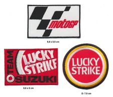 LUCKY STRIKE Aufnäher Patches 3 Stück Motorrad Suzuki Racing Team Moto GP MGP