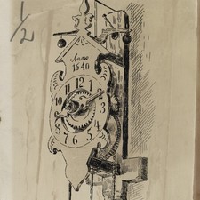 Bayern Heimatforschung Wanduhr Regulator antik signiert Zeichung 1902