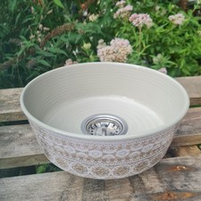 Kleines Waschbecken Waschtisch Wohnmobil marokkanisch pastell taupe gemustert 21 cm Melamin