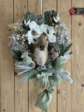 ?Außergewöhnlicher Türkranz Weihnachten Winterkranz Hirsch Weiß Grün Türdeko?