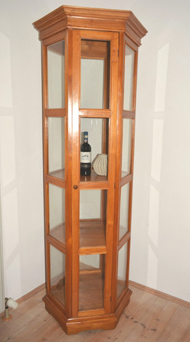 Vitrine 6eckig teakholz i - i,