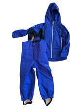 Trollkids Kinder Regenjacke & Regenhose Set Gr. 104 Blau Outdoor