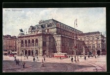 Ansichtskarte Wien, Straßenbahn fährt an der Staatsoper vorbei 1925 