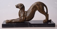 Bronze Skulptur Panther Kuguar Cougar Wildtiere Marmorsockel