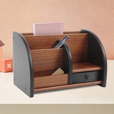 SCHREIBTISCHORGANISATOR BÜRO HOLZ SCHREIBTISCH ORGANIZER STIFTHALTER + SCHUBLADE