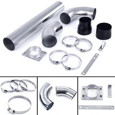 Aluminium Powerrohr Ansaugrohr Set poliert universal für Sport Luftfilter