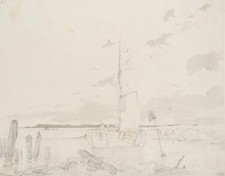 Schiffe am Ufer, um 1840