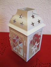 Metall-Laterne, Weiss mit Sternen, nicht nur für Weihnacht - Advent, NEU