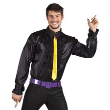 SCHWARZES HERREN RÜSCHENHEMD