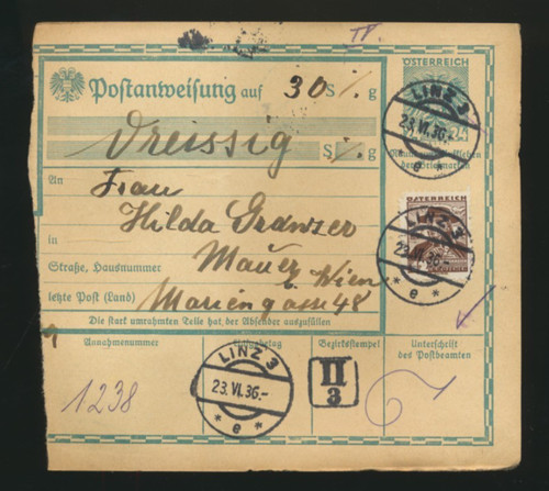 Groschen postanweisung 1936 - groschen,