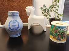 Pferd Porzellan Spardose Deutsche Bank + Bembel und Knax Spardose