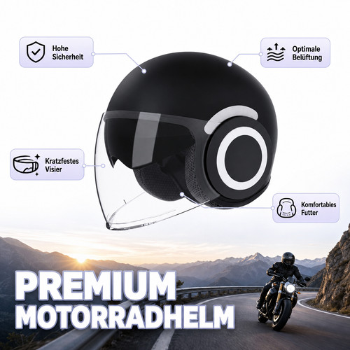 Retro helm rollerhelm visier - helm,