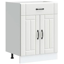 Küchenunterschrank weiß Holzwerkstoff 60x46x81,5 cm mit Türen & Schublade