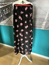Chiffon Rock Lang Schwarz Rosa Blumen 42 