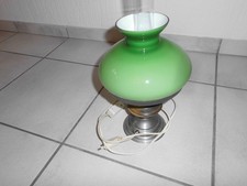 Tischlampe Zinn Glasschirm grün