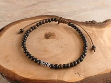 Armband Holz Perlen Holzperlen 925 Sterling Silber Bali verstellbar handmade Neu