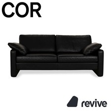 COR Conseta Leder Zweisitzer Schwarz Sofa Couch