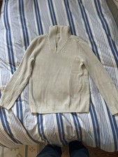 Sansibar Sylt Herren Dicker Cremefarbener Quarterzip aus Baumwolle In Größe S