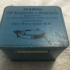 ALTE BLECHDOSE   VEB RINGLÄUFER UND RINGFABRIK KARL ARX STADT 12 x 9,5 x 9,5 CM