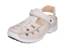 Wolky Halbschuh Rolling Sun Weiß Leder geschlossene Sandale Sandalette Mokassin