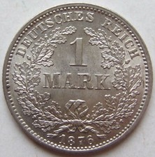 Münze Deutsches Reich Kaiserreich Silber 1 Mark 1876 F in fast Stempelglanz