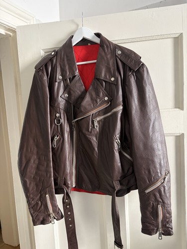 Vintage echtleder bikerjacke - echtleder,