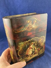 Vernis Martin viktorianische Periode antike Pappmaché Buchkiste umwerben Szenen