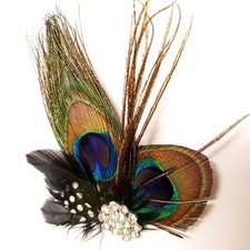 Haarschmuck Pfauenfeder Clip