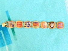 altes Armband Armkette Bracelet Frankreich Gold, Emaille, Punze, 18 cm, 35,63 g.