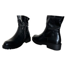 Ella Jade Biker-Stiefel Damen schwarz Größe UK 9 EU 42 geschmeidig halbhoch Reißverschluss zum Überziehen