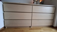 2x Malm Kommoden, je 3 Schubladen,  eichenfurnier weiß lasiert