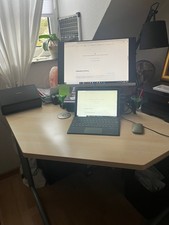 Eckschreibtisch Ahorn Platte mit Metallfüßen höhenverstellbar gebraucht