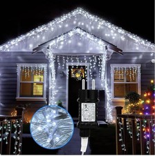 LED Icicle 5M Curtain Fairy Lights Outdoor Christmas Waterproof 8Modes-White 31V