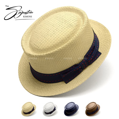 Straw fedora pork pie panama - pork,