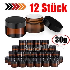 12 leer Glastiegel Braun 30 ml Tiegel Cremedose Glas Kosmetikdose Cremetiegel
