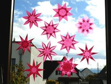 10 Sterne Transparentpapier Drachenstern Fensterstern Transparentstern pink rosa