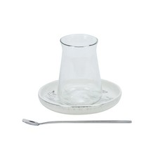 Bricard Marmer Teeglas-Set mit Keramik-Untersetzern – 18-teilig Silber