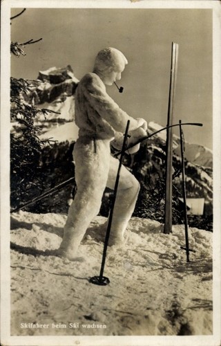 Skifahrer beim ski wachsen - skifahrer,